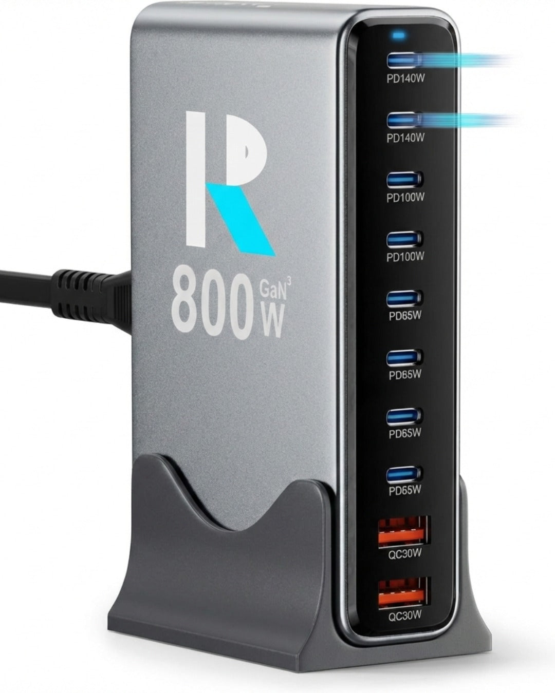 800W GaN Desktop Charging Station – Multi-Device Fast Charger Hub